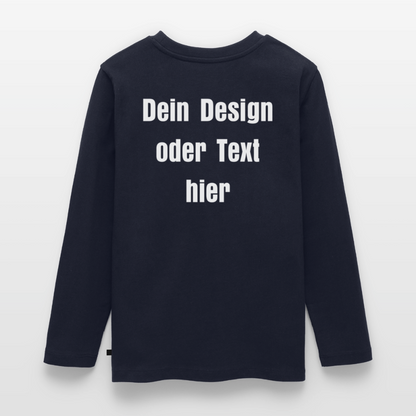 Teenager Premium Langarmshirt - personalisierbare Vorder- und Rückseite - Navy
