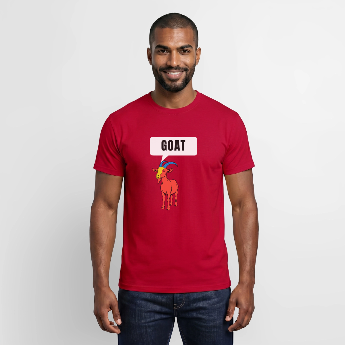 GOAT. Schild-Motiv Motiv-T-Shirt für Männer, Farbe Rot, Model