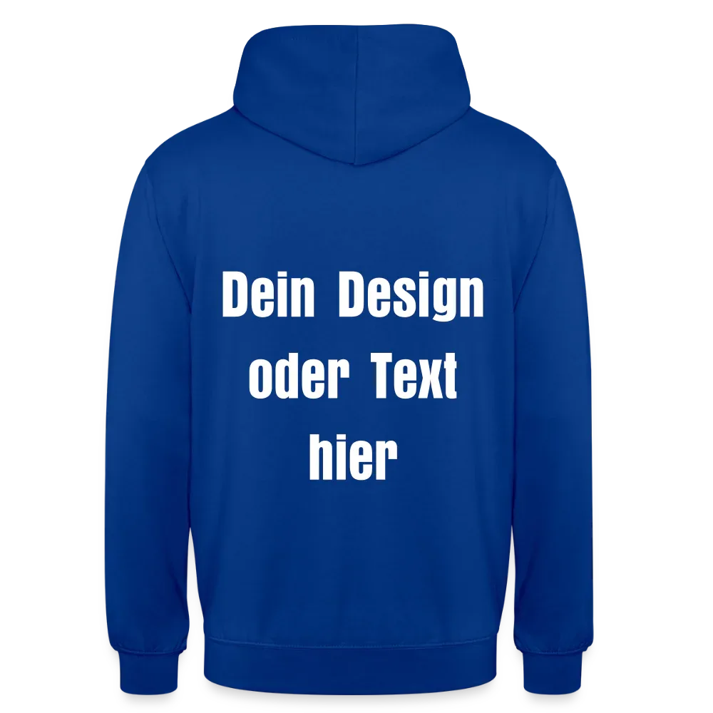 Unisex Hoodie - personalisierbare Vorder- und Rückseite - Royalblau