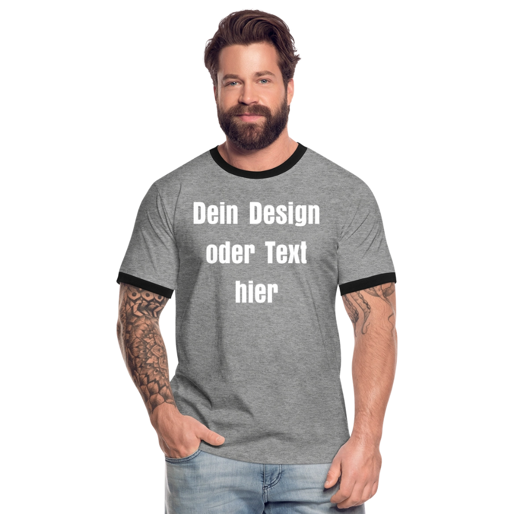 Männer Kontrast-T-Shirt - personalisierbare Vorder- und Rückseite - Grau meliert/Schwarz