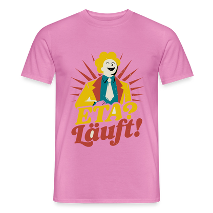 "ETA? Läuft! Midcentury-Motiv" Motiv-T-Shirt für Männer, Farbe Pink