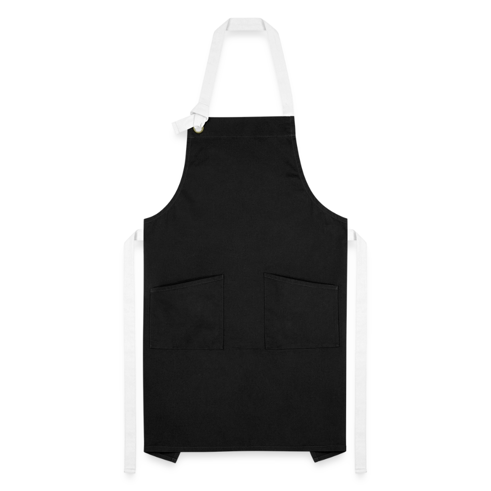 Kontrastschürze aus 100% Baumwolle, Metall - personalisierbar - Schwarz/Weiß