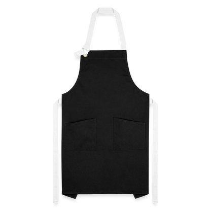 Kontrastschürze aus 100% Baumwolle, Metall - personalisierbar - Schwarz/Weiß