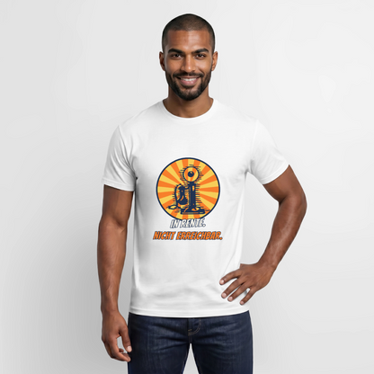 "In Rente. Nicht erreichbar. Comic-Motiv" Motiv-T-Shirt für Männer, Farbe Weiß