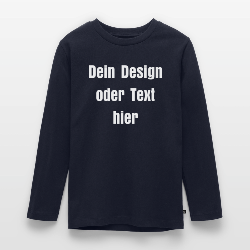 Teenager Premium Langarmshirt - personalisierbare Vorder- und Rückseite - Navy