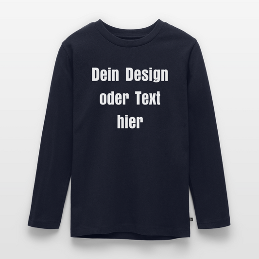 Teenager Premium Langarmshirt - personalisierbare Vorder- und Rückseite - Navy
