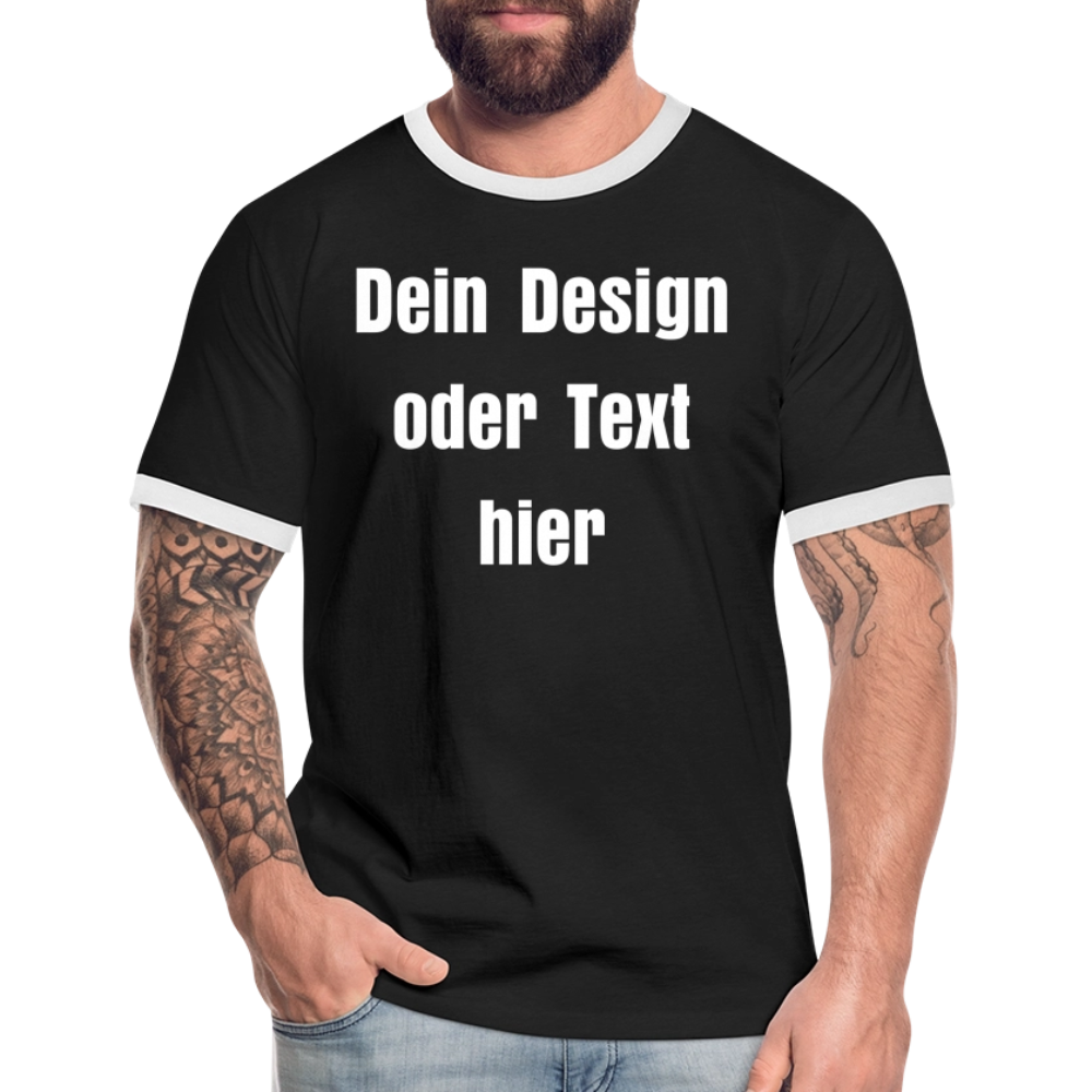 Männer Kontrast-T-Shirt - personalisierbare Vorder- und Rückseite - Schwarz/Weiß