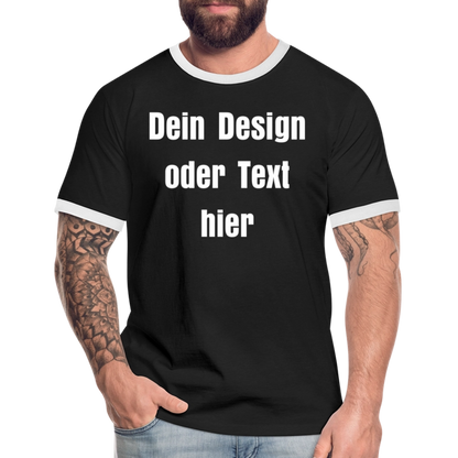 Männer Kontrast-T-Shirt - personalisierbare Vorder- und Rückseite - Schwarz/Weiß