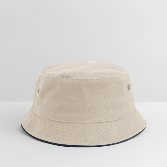 Kinder Bucket Hat - personalisierbar - Natur/Navy