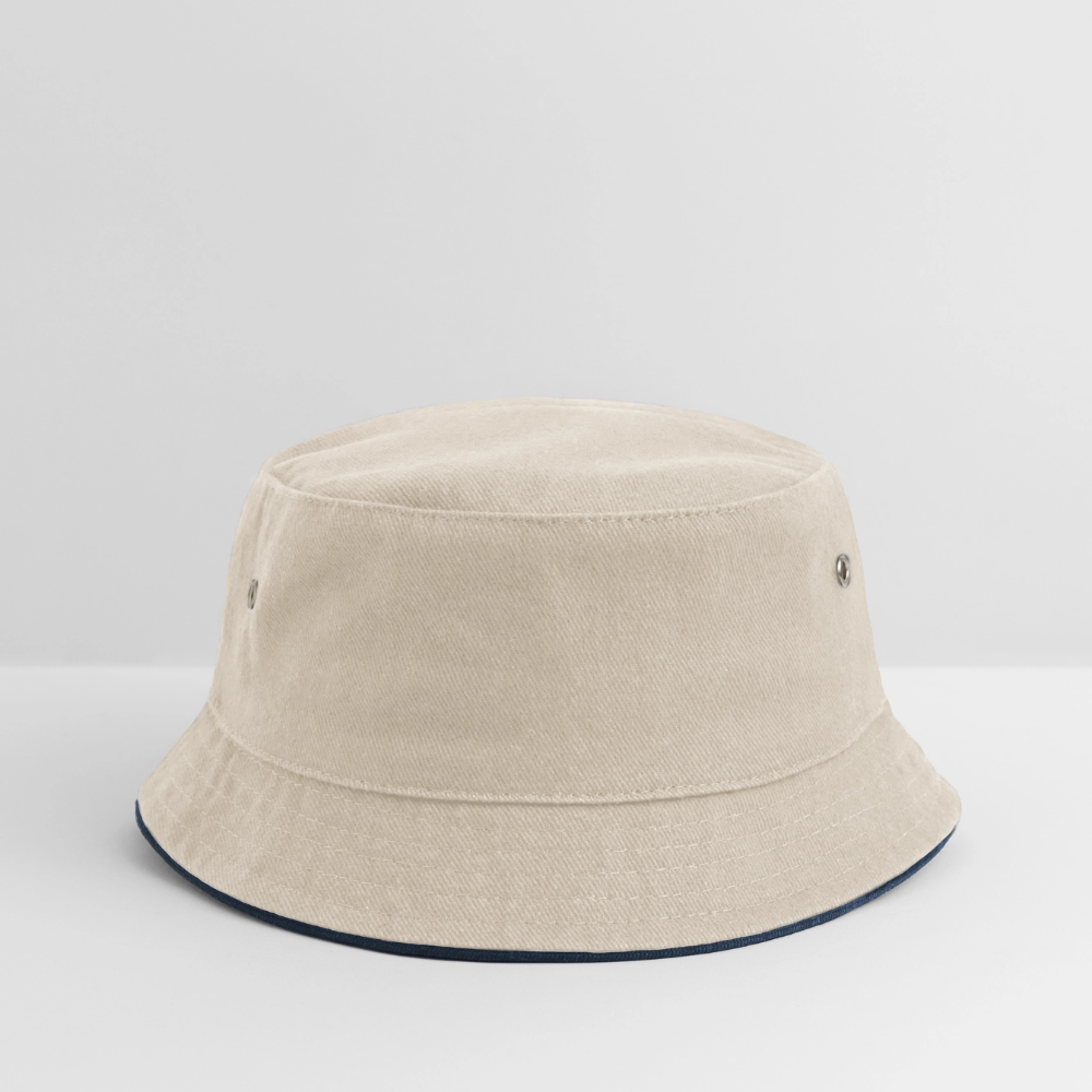 Kinder Bucket Hat - personalisierbar - Natur/Navy