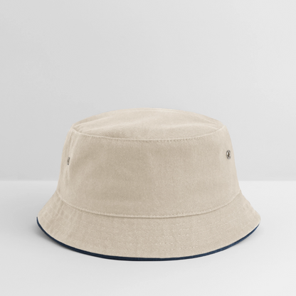 Kinder Bucket Hat - personalisierbar - Natur/Navy
