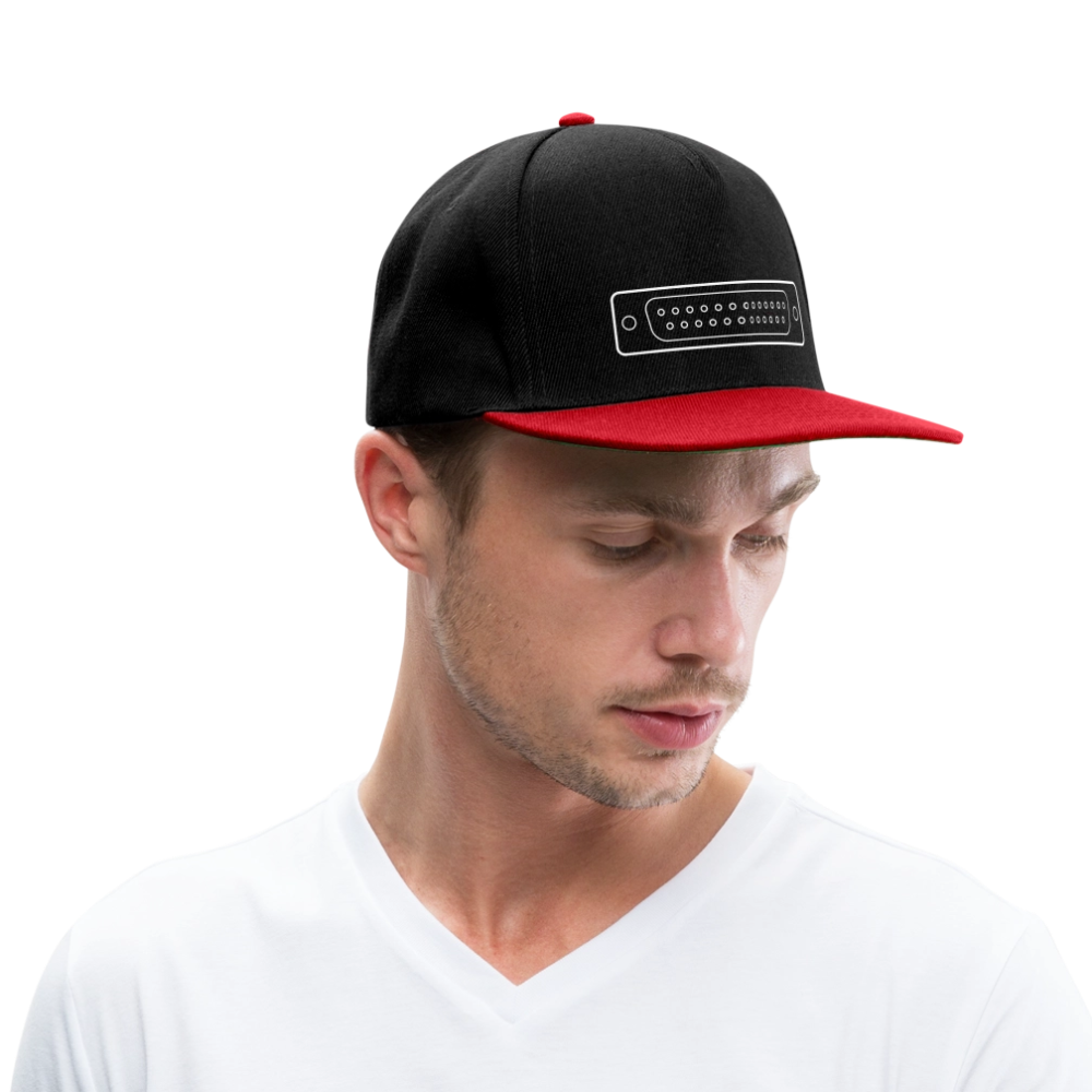 DB-25 LPT1 Retro Snapback Cap - Schwarz/Rot