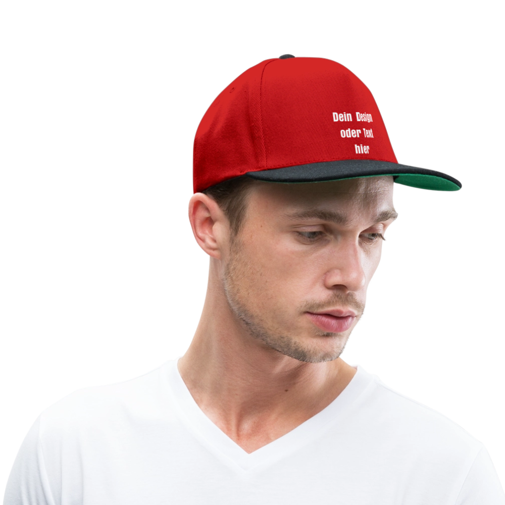 Snapback Cap - personalisierbar - Rot/Schwarz
