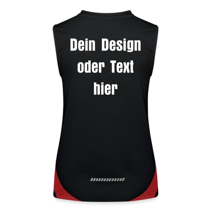 Funktionelles Kontrast-Tank Top für Frauen - personalisierbare Vorder- und Rückseite - Schwarz/Rot