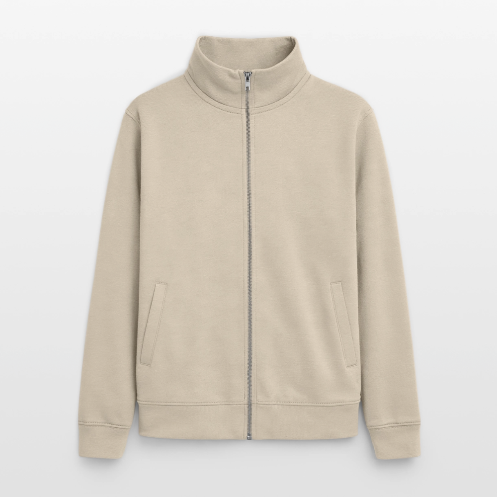 Pullover mit Zip-Kragen für Sie und Ihn (Unisex) - personalisierbare Vorder- und Rückseite - Cremebeige