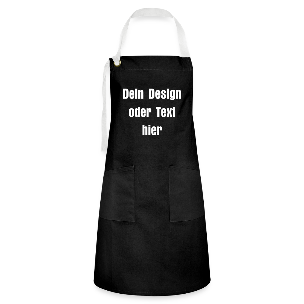 Kontrastschürze aus 100% Baumwolle, Metall - personalisierbar - Schwarz/Weiß