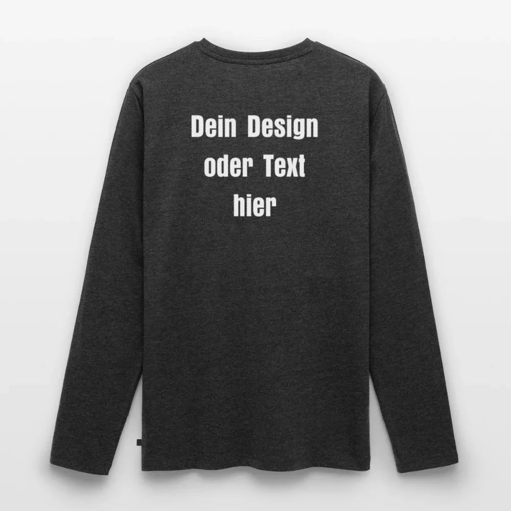 Männer Premium Bio Langarmshirt - personalisierbare Vorder- und Rückseite - Anthrazit meliert