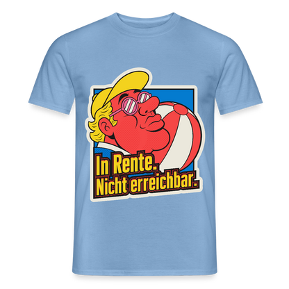 "In Rente. Nicht erreichbar. Popart-Motiv" Motiv-T-Shirt für Männer, Farbe Carolina Blue