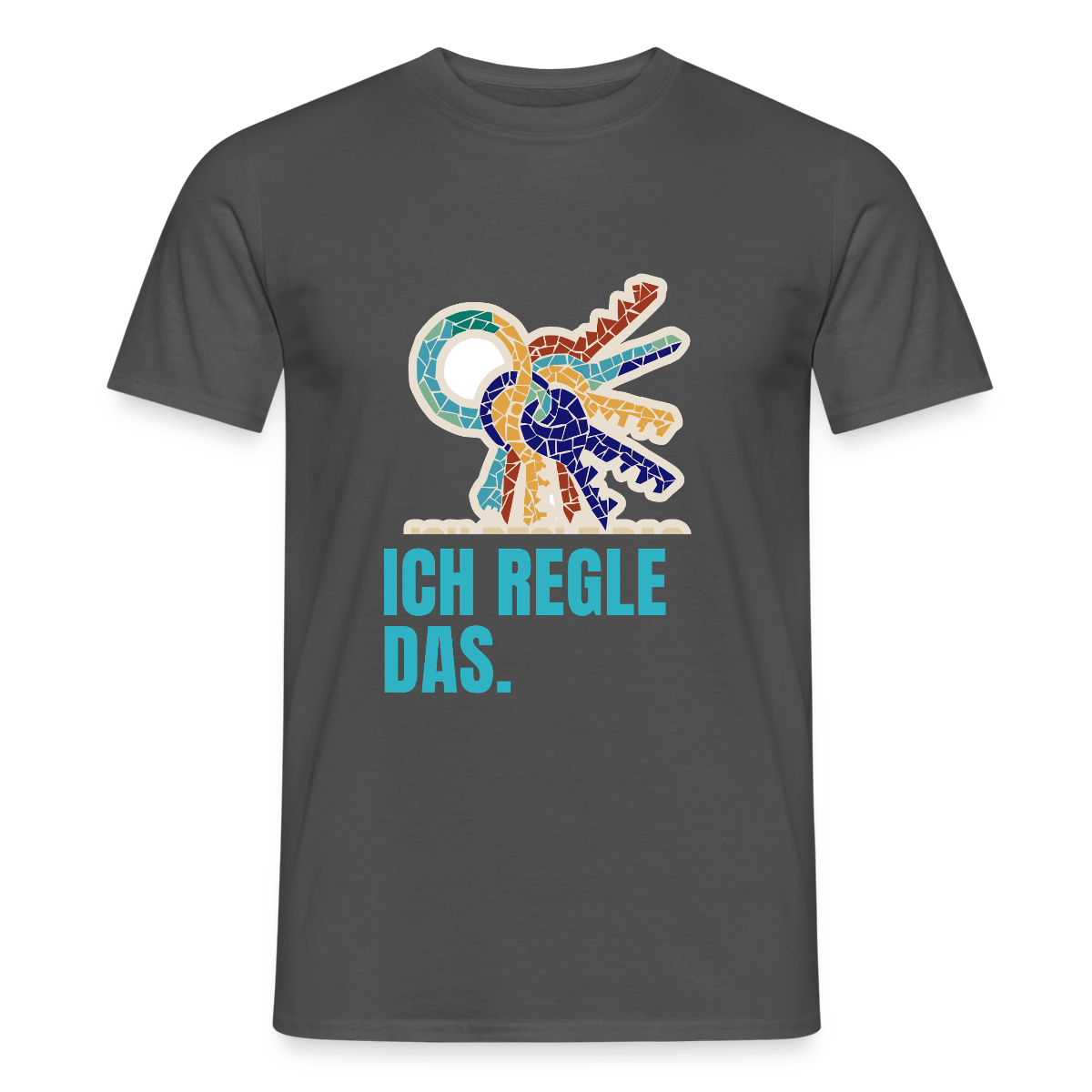 Ich regle das. Mosaik-Motiv Motiv-T-Shirt für Männer, Farbe Anthrazit