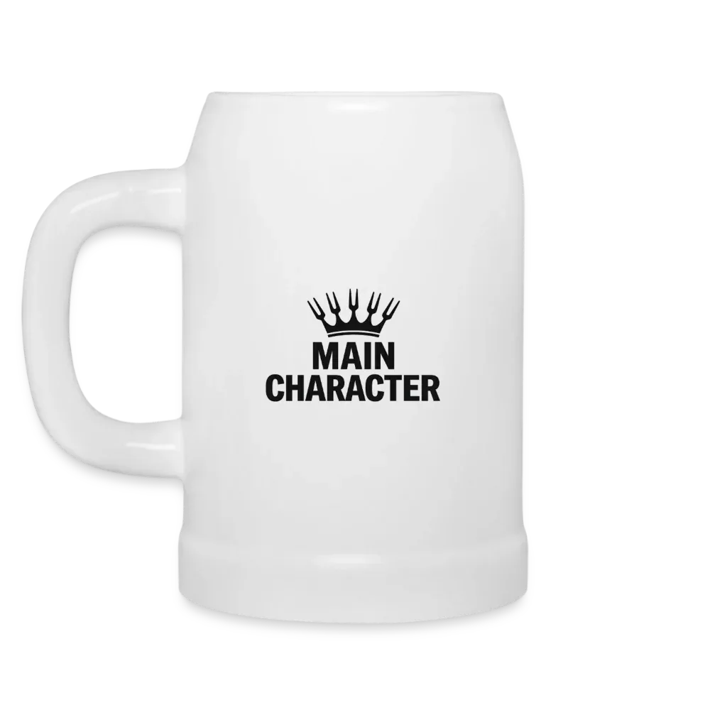 Bierkrug "Main Character" - personalisierbarer Name oder Text - Weiß