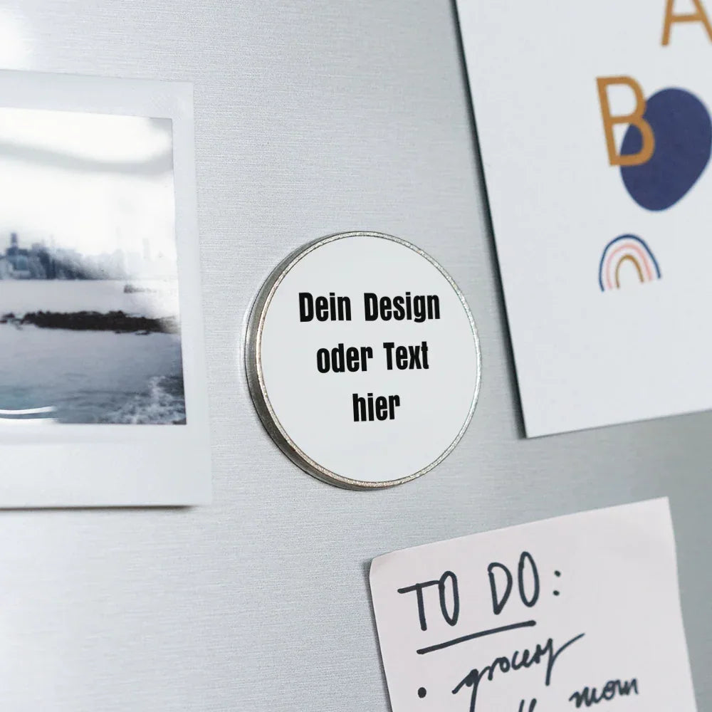 Runder Kühlschrankmagnet - personalisierbar - Weiß