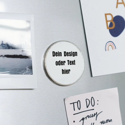 Runder Kühlschrankmagnet - personalisierbar - Weiß