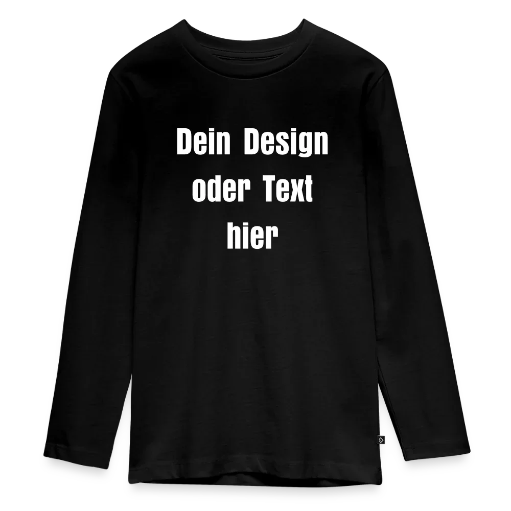 Teenager Premium Langarmshirt - personalisierbare Vorder- und Rückseite - Schwarz