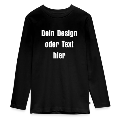 Teenager Premium Langarmshirt - personalisierbare Vorder- und Rückseite - Schwarz