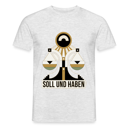 "Soll und Haben. Art-déco-Motiv" Motiv-T-Shirt für Männer, Farbe Grau meliert