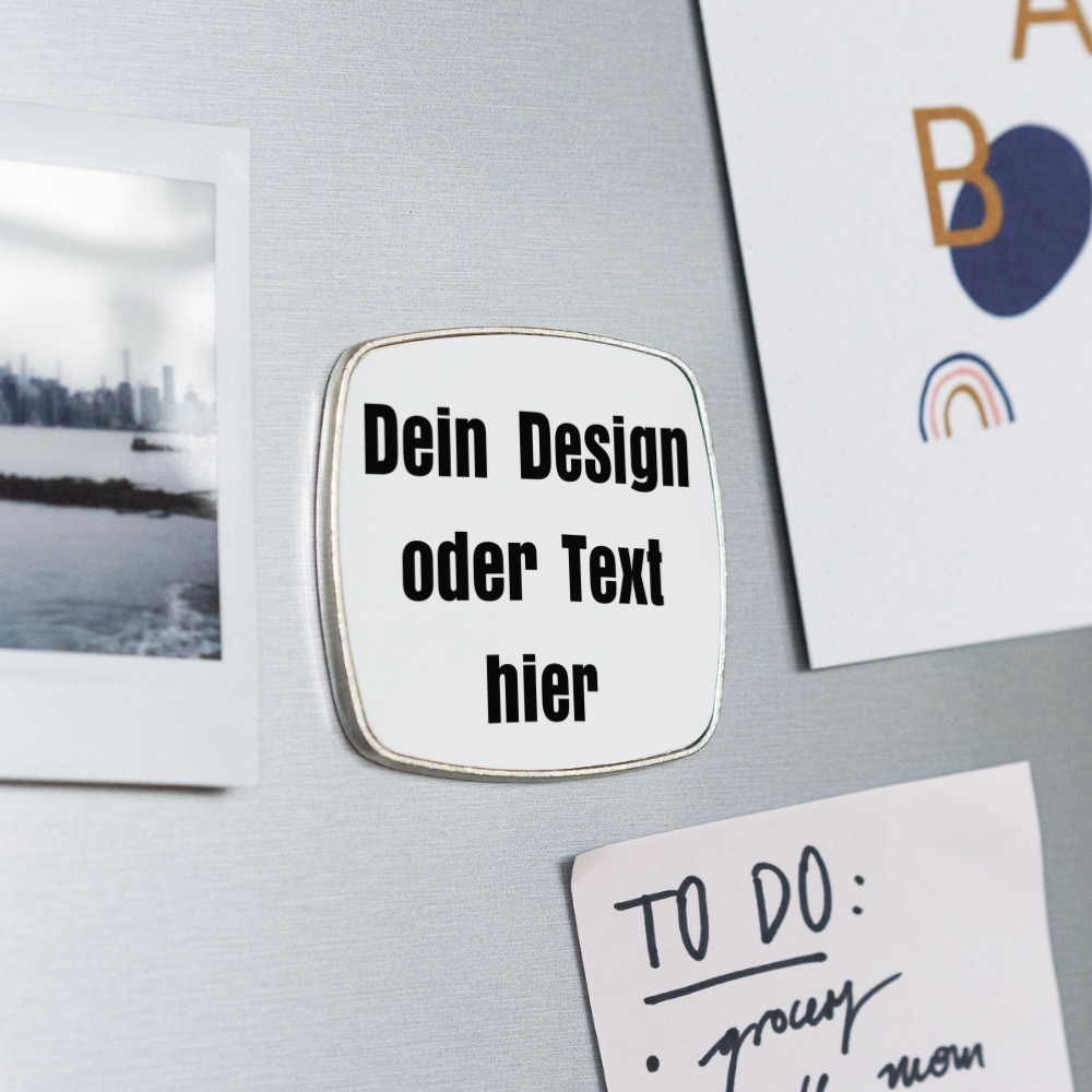 Viereckiger Kühlschrankmagnet - personalisierbar - Weiß