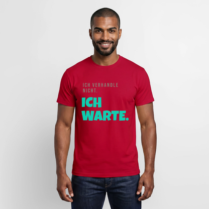 "Ich verhandle nicht. Ich warte." Motiv-T-Shirt für Männer, Farbe Rot