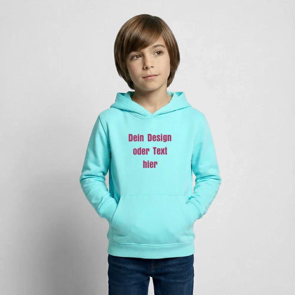 Kinder Hoodie - personalisierbare Vorder- und Rückseite - Pfefferminze