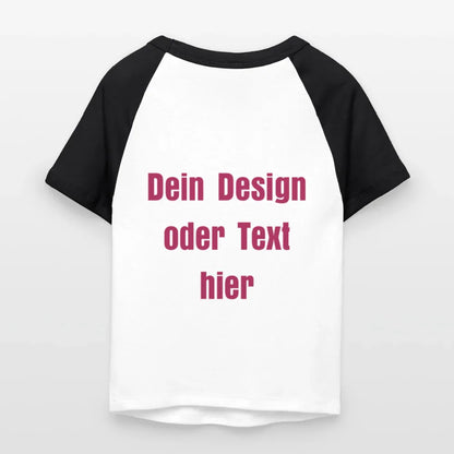 Frauen Cropped Baseball T-Shirt - personalisierbare Vorder- und Rückseite - Weiß/Schwarz
