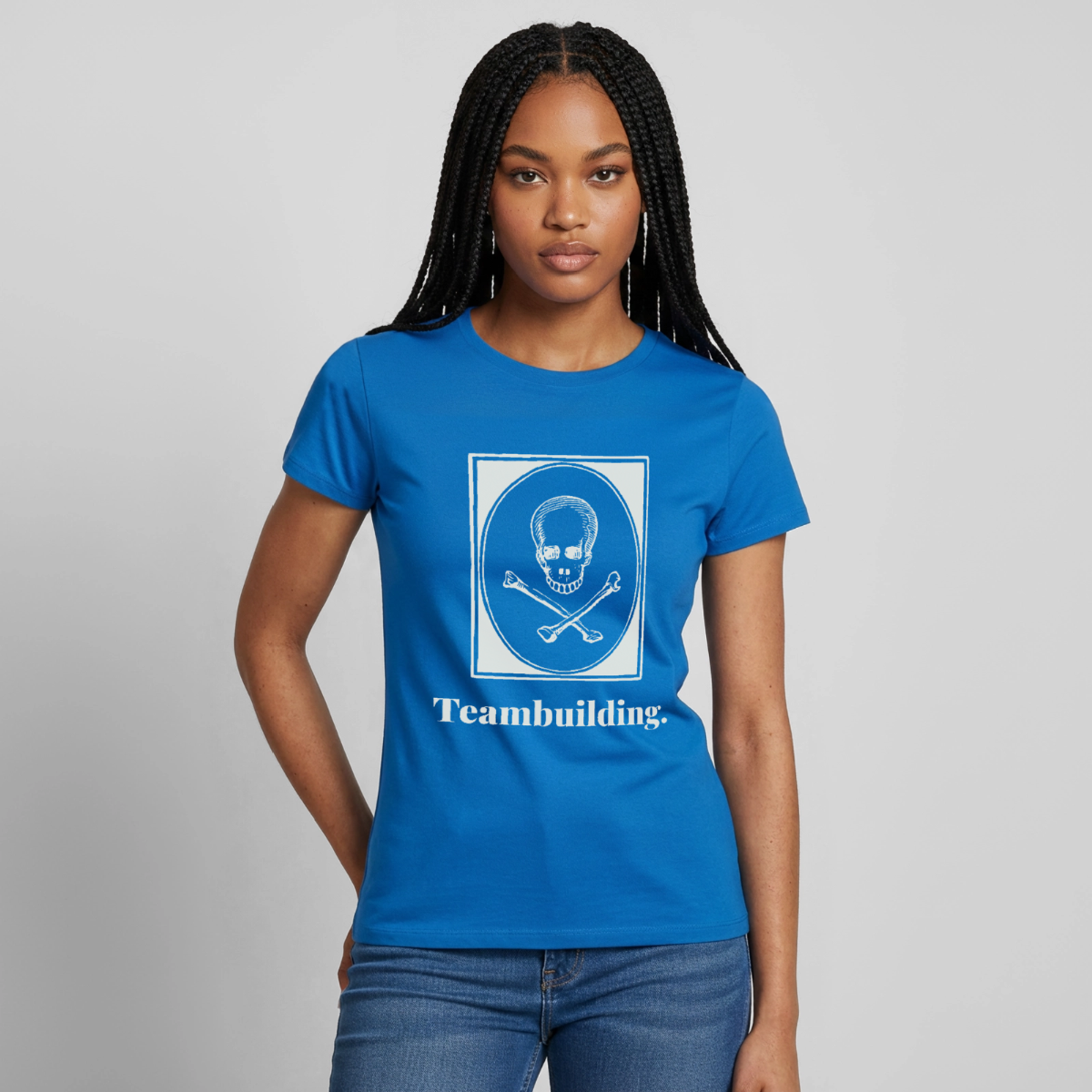 "Teambuilding." Motiv-T-Shirt für Frauen, Farbe Royalblau