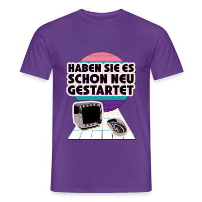 Haben Sie es schon neu gestartet? Vaporwave-Motiv Motiv-T-Shirt für Männer, Farbe Lila