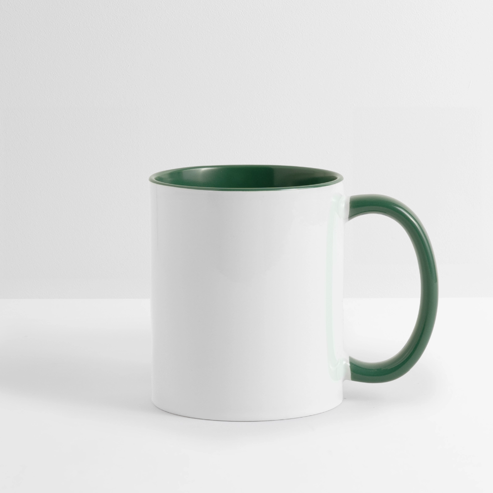Keramiktasse zweifarbig 325ml - personalisierbar - Weiß/Dunkelgrün