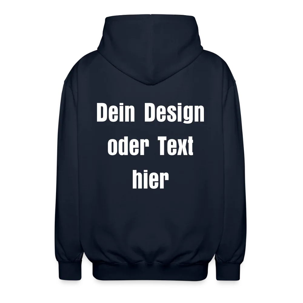 Unisex Kapuzenjacke - personalisierbare Vorder- und Rückseite - Navy