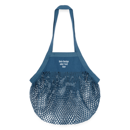 Organic Mesh-Einkaufstasche - personalisierbar - Jeansblau