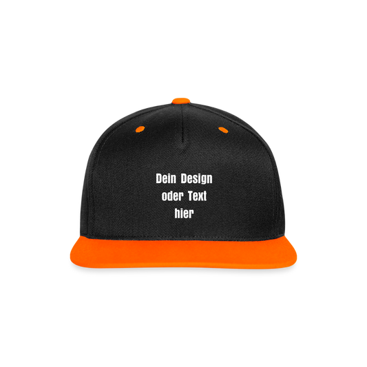Kontrast Snapback Cap - personalisierbar - Schwarz/Neonorange