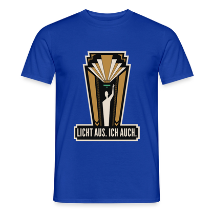 "Licht aus. Ich auch. Art-déco-Motiv" Motiv-T-Shirt für Männer, Farbe Dunkelblau