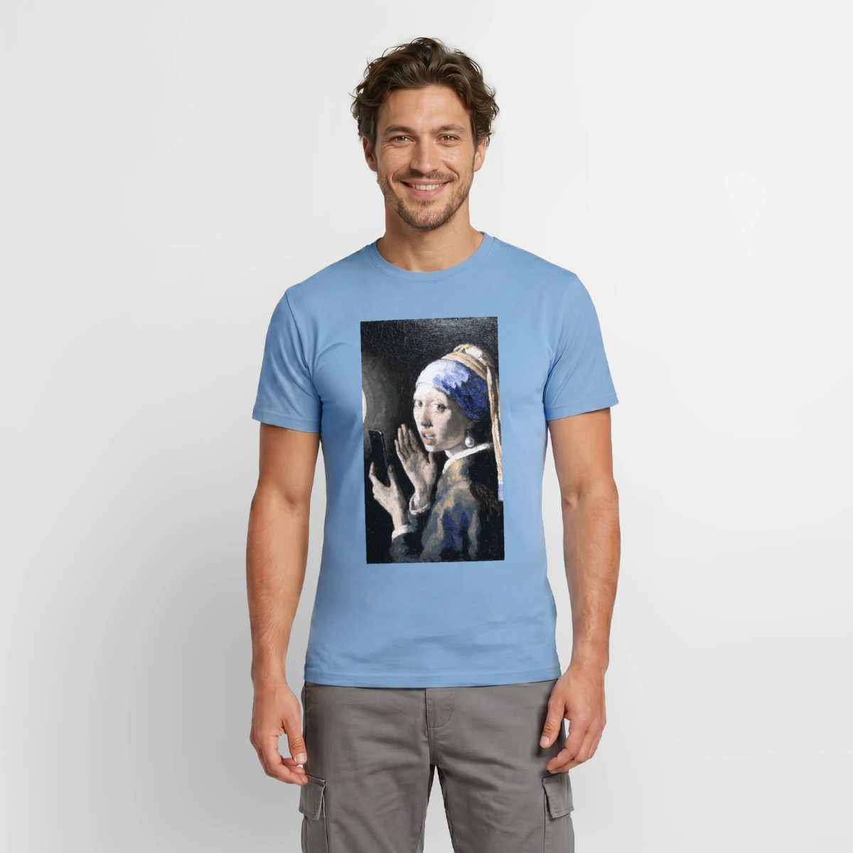 Das Reel. Renaissance-Motiv Motiv-T-Shirt für Männer, Farbe Carolina Blue, Model