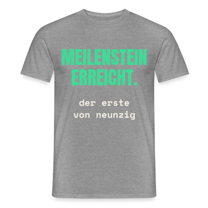 Meilenstein erreicht. Der erste von neunzig. Motiv-T-Shirt für Männer, Farbe Graphit meliert