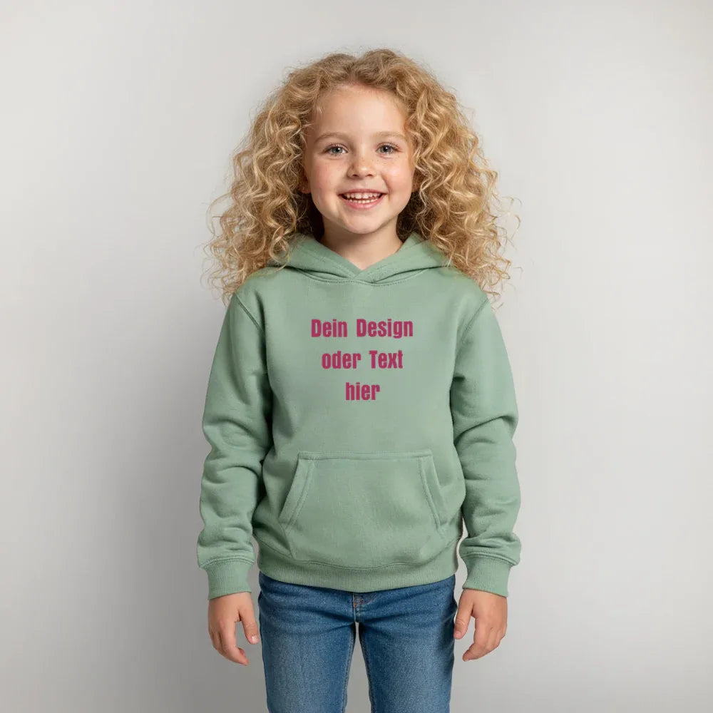 Kinder Hoodie - personalisierbare Vorder- und Rückseite - Graugrün