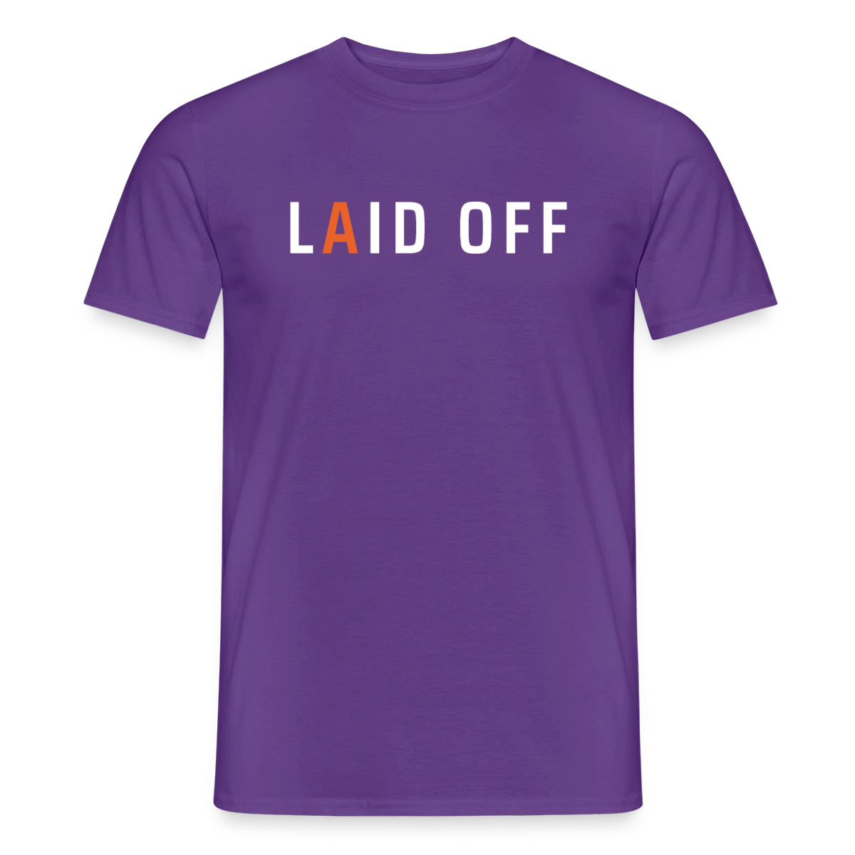 Laid off. Typo-Motiv Motiv-T-Shirt für Männer, Farbe Lila