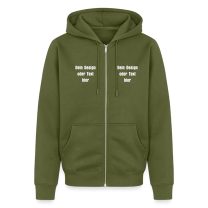 Männer Premium Kapuzenjacke - personalisierbare Vorder- und Rückseite - Khaki