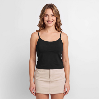 Frauen Spaghetti Tank Top - personalisierbar - Schwarz