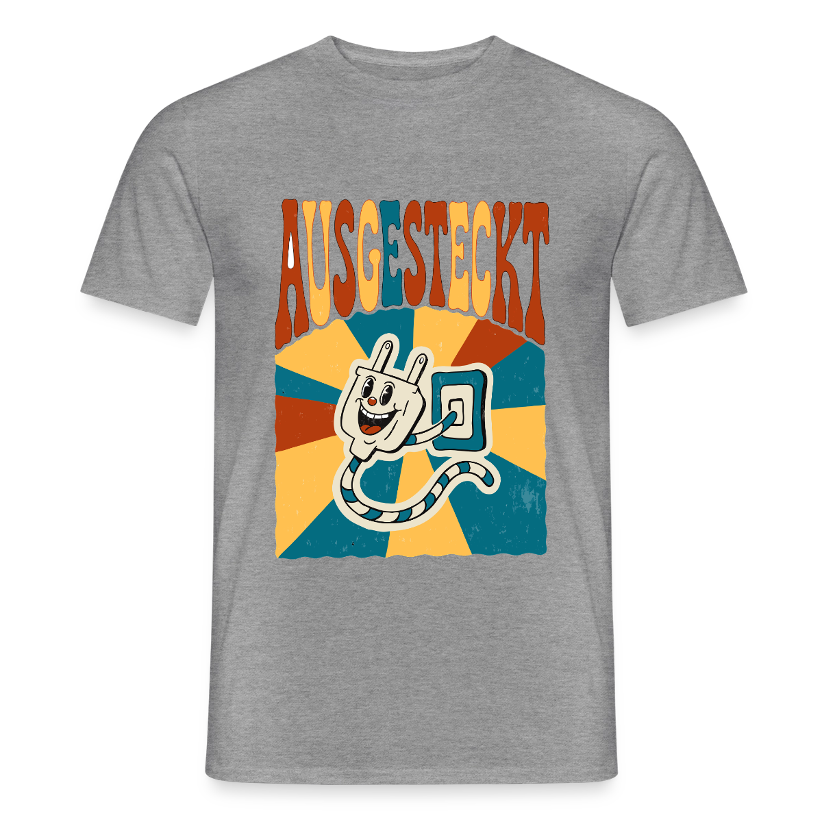"Ausgesteckt. Midcentury-Motiv" Motiv-T-Shirt für Männer, Farbe Graphit meliert