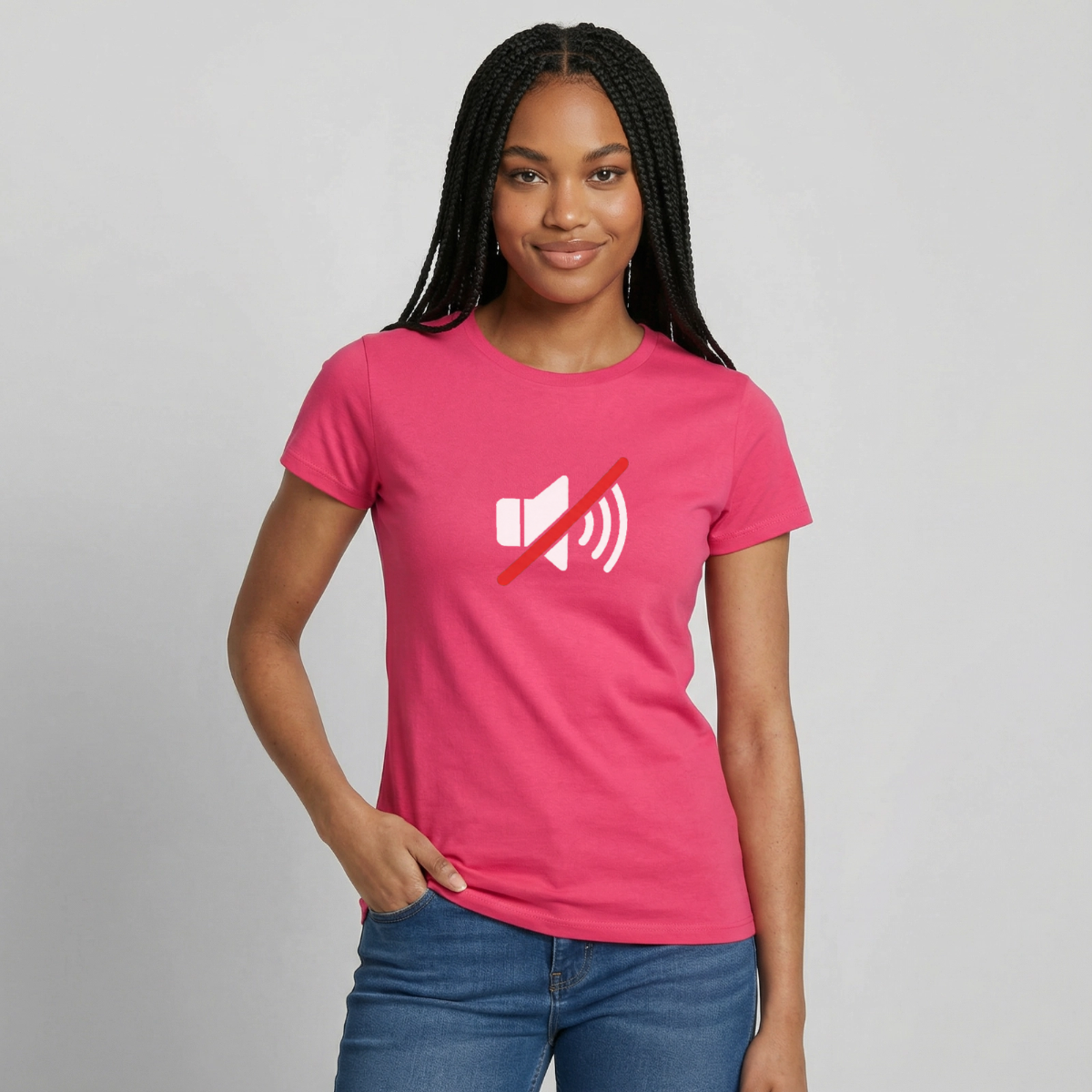 "You're on mute. Signal-Motiv" Motiv-T-Shirt für Frauen, Farbe Azalea
