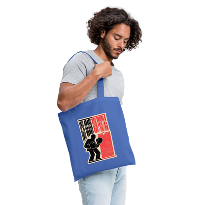 "Ich gegen den Freitag. Boxplakat-Motiv" Stoffbeutel, Farbe Hellblau