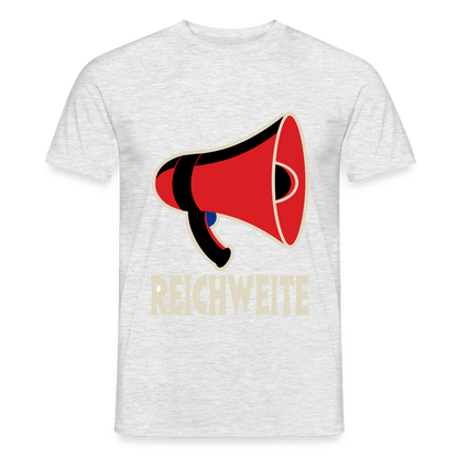 Reichweite. Sachplakat-Motiv Motiv-T-Shirt für Männer, Farbe Grau meliert